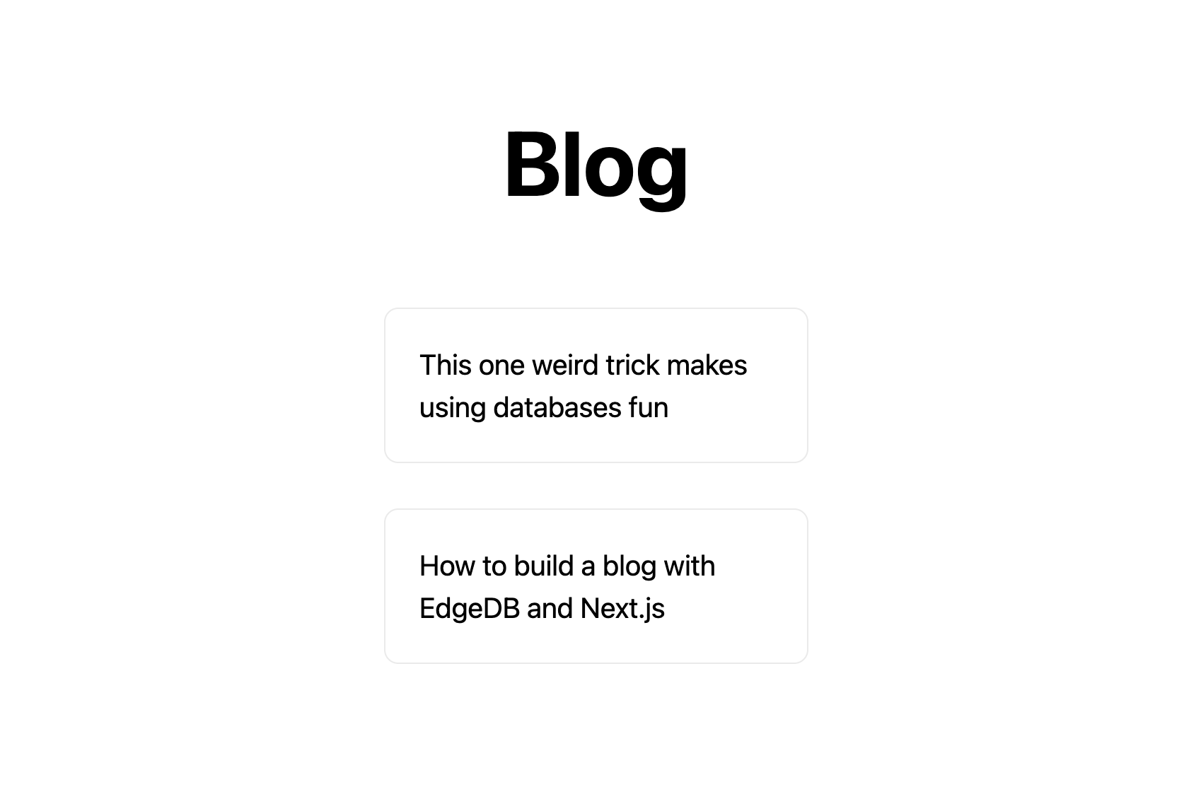 Basic blog homepage with static content